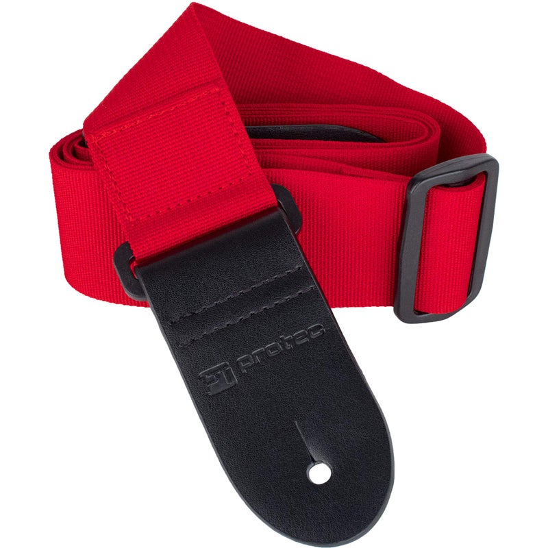 Pro-Tec Protec Guitar Strap featuring Thick Leather Ends and Pick Pocket, Red - Image 3